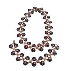 Vintage Enameled Necklace And Bracelet Set (A7108)
